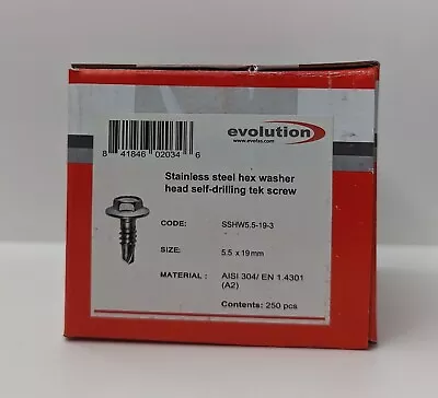 Stainless Steel Hex Washer Head Self-Drilling Tek Screws 5.5 X 19mm  • £2.70