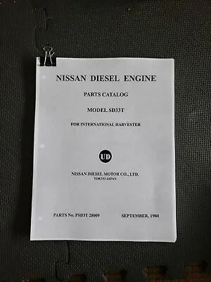 $140 • Buy 1980 Nissan SD33T Diesel Engine Parts Catalog For International Harvester Scout