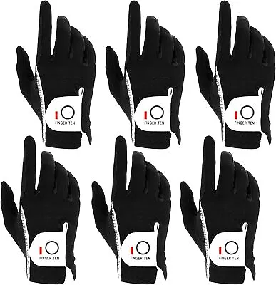 FINGER TEN Men's Golf Gloves Premium 6 Pack Free Shipping S-XL Left Hand Right • $26.89