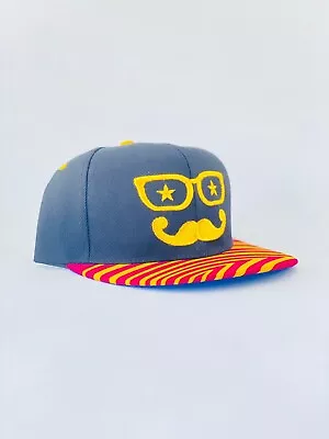 Mens Mustache Snapback Hat: New; Black Yellow And Red. • $5