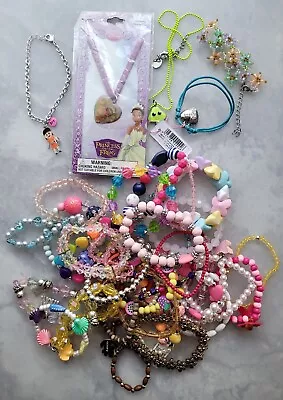 VTG NOW JEWELRY LOT Bead Bracelets + Necklace  Lucite + KIDS WEAR / SUMMER CRAFT • $15.91