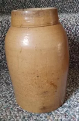 Antique Brown Glazed Stoneware Crock 8 3/4  • $35