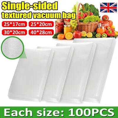 £8.79 • Buy 100x Textured Vacuum Vac Sealer Sous Vide Food Saver Storage Embossed Bags Uk