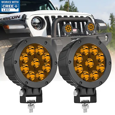 For JEEP Wrangler JK JL 2X 5  90W Cree LED Round Offroad Driving Light Spot Pods • $35.99