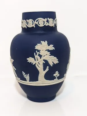 Adams Tunstall Jasperware Vase Dark Blue Circa Late 1800's Early 1900's Antique • £42.99