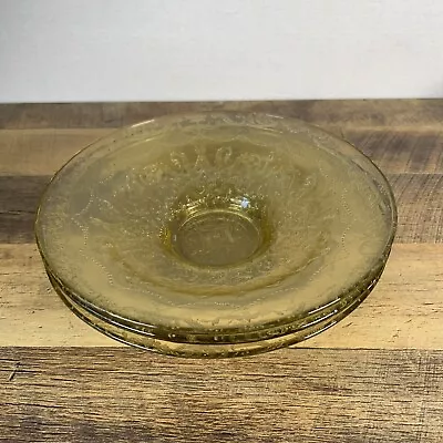 3Vintage Yellow Federal Depression Glass Madrid Amber Shallow Serving Bowl Dish • $68.57