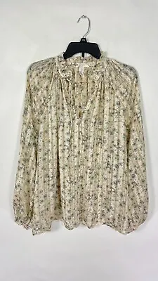 H&M Womens Blouse Top V Necks Long Sleeve Floral Print Size Medium • $13.46
