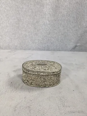 Vintage Silver Plated Metal Trinket Box Jewelry Storage • $22.98