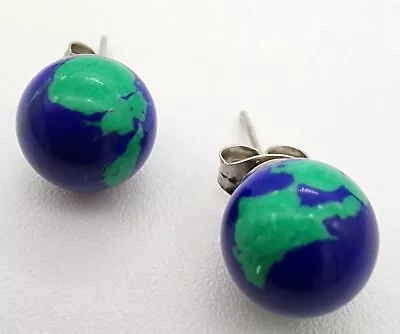 14k 585 Gold 10 Mm Arctic Opal Azurite Malachite Earth Post Stud Earrings Au2364 • $90