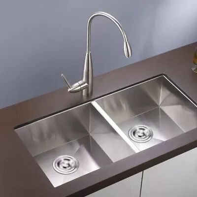 32  Modern Double Bowl Undermount Kitchen Sink Catering Stainless Steel Sink US • $149