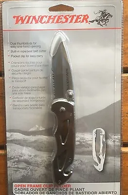 Winchester Full Steel Open Frame Clip Folder Folding Knife Seat Belt Cutter 3209 • $28.50