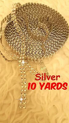 £3.39 • Buy 9m Length Silver Diamante/ Diamonte Rhinestone Effect Mesh Ribbon Cake Trim