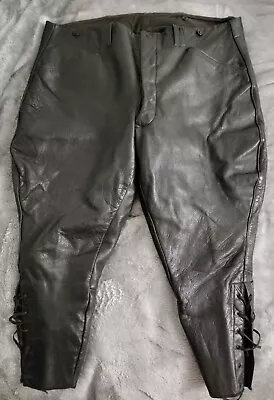 MEN'S BLACK LEATHER JODHPURS / BREECHES      Vintage • $300