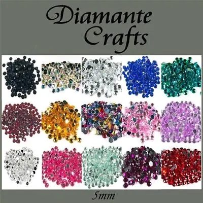 5mm Diamante Round Loose Flat Back Vajazzle Body Gems Choose From 18 Colours • £2.99