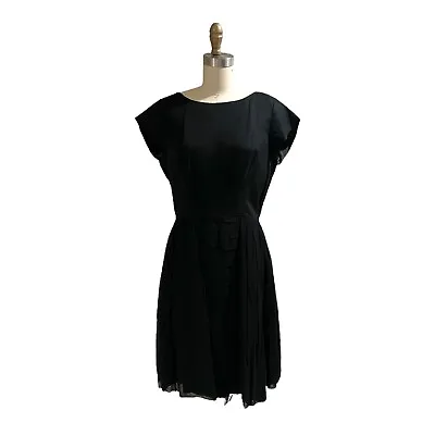 Vintage 50s Dress Mad Men Black Fit Flare Back Zip Medium • $25