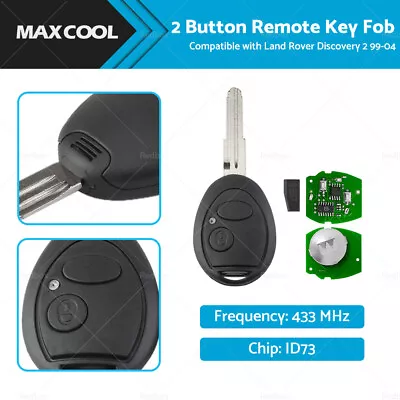 2 Button Remote Key Fob 433MHz ID73 Suitable For Land Rover Discovery 2 99-04 • $32.59