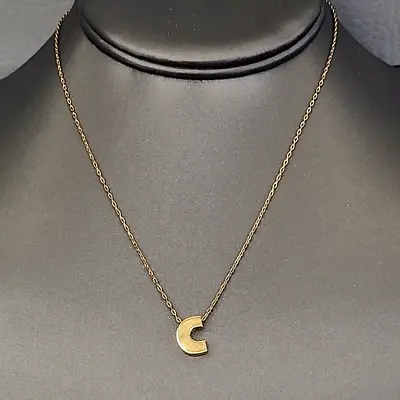 Trifari Initial C Necklace Vtg Gold Tone Letter Pendant Chain 15  Jewelry • $19.99