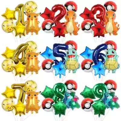 £9.99 • Buy 6pcs Pokemon Balloons Pikachu Age Set Banner Foil Kids Birthday Party Decors
