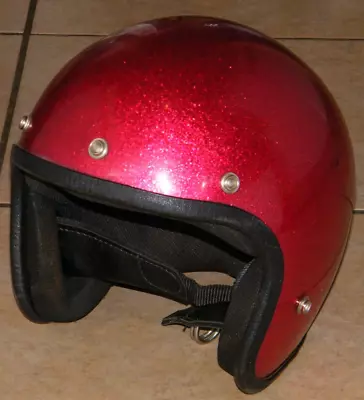 Vintage RED Metal Flake Motorcycle HELMET Snowmobile MAXON Large + Tag EXCELLENT • $30