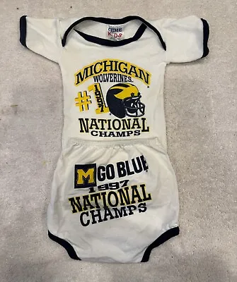 Vintage Michigan Wolverines National Champs Baby Outfit Rare 1997 Michigan FB • $55