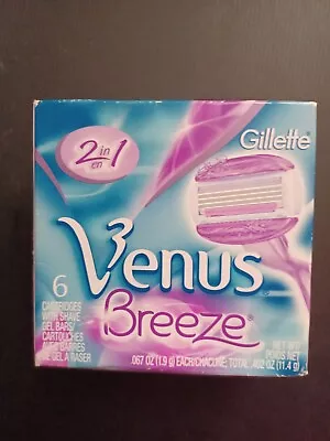 6 Gillette Venus Breeze 2in1  Women's Razor Refill Cartridges W Shave Gel Bars • $24.99