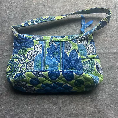 Vera Bradley Women Doodle Daisy Cotton Zipper Lightweight Shoulder Bag Blue • $37.95