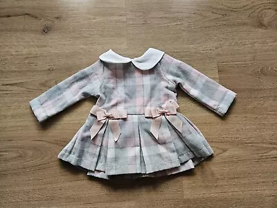 Caramelo Designer Baby Girl Check Tartan Dress **0-3 Months** Detachable Bow  • £6