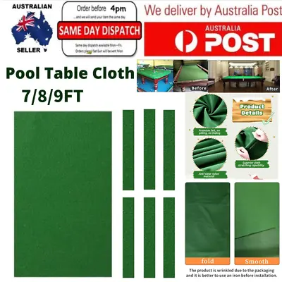 Smoth 7/8/9ft Pool Table Cloth Felt Snooker Billiard Tablecloth Accessorie Green • $43.49