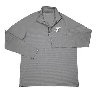 Under Armour 1/4 Zip Pullover Mens Medium Gray Stripes Long Sleeve Heatgear LOGO • $9.99