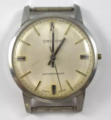 Vintage Swiss Made Croton Waterproof Manual Wind 17J 31.90mm Case Watch Lot.ec • $26.99