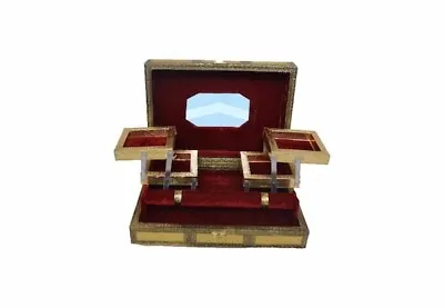 £19.99 • Buy Indian Rustic Gold Embossed Jewellery Box With Wine Red/Maroon Interior Velvet