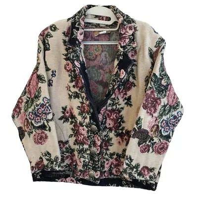 VTG Painted Pony Roses Floral Concho-Button Tapestry Blazer Jacket Women's OS • $44.99