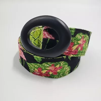 Vera Bradley Wooden Buckle Tropical Floral Fabric Belt Sash Green • $17