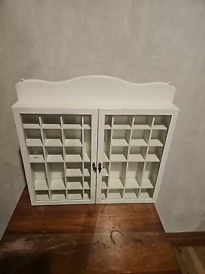 VTG Wooden White SHADOW BOX Wall Display Shelf W/Double Glass Doors • $35