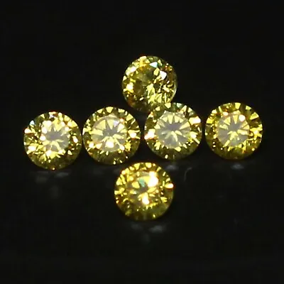 Fancy Color VS1 Brilliant Cut Yellow Loose Diamond 6 Pcs Lot 2.50 Mm Round • $46.04