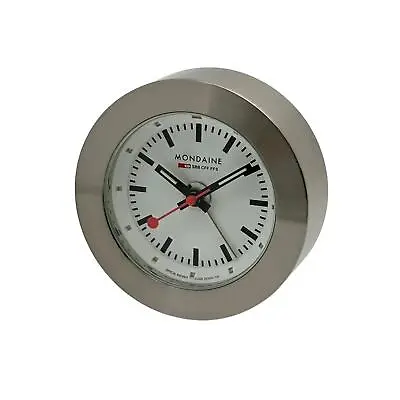 Mondaine 48mm Steel White Dial Travel Alarm Clock Night Vision A992.TRUK.16SBB • $199