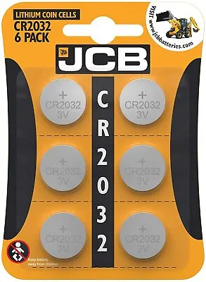 6 X JCB CR2032 3V Lithium Button Coin Cell Battery DL2032 BR2032 FAST DELIVERY • £2.99