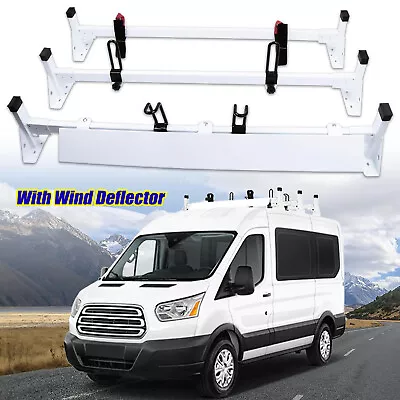 3 Bar Ladder Roof Racks For 2015-24 Ford Transit 150 250 350 Van +Wind Deflector • $220.99