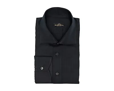 690$ LUXURY GERLIN Shirt Black ALUMO Cotton 15.75 - 40  1I ZILLI • $199