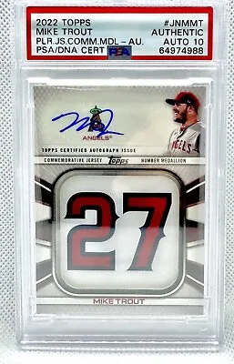 2022 Topps Mike Trout #/10 AUTO PSA 10 Jersey Number Medallion 2011 Bowman RARE • $849