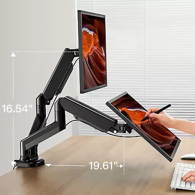 $45 • Buy HUANUO Dual Monitor Arm For 13 To 27 Inch Gas Spring Monitor Stands For 2 Mon...