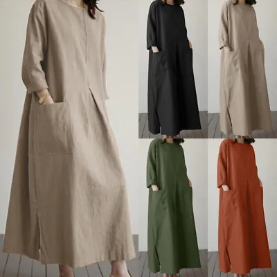 New Women Italian Lagenlook Quirky Jersey Soft Cotton Stretch Pocket Tunic Dress • £19.29