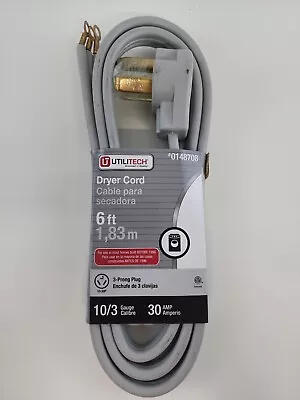 NEW Utilitech #0148708 6-ft 3-Prong Gray Dryer Appliance Power Cord 30AMP • $8.49