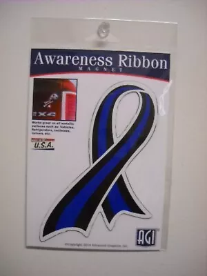 AGI Back The Blue Black And Blue Ribbon Car Magnet Indoor Outdoor • $7.95