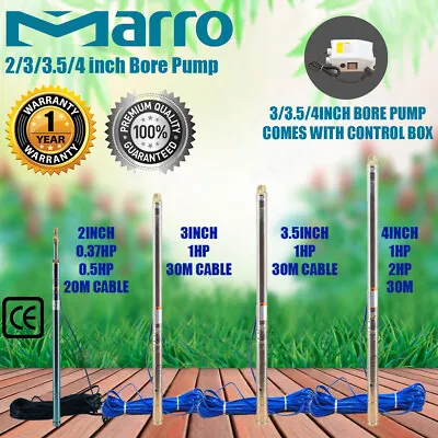 $219 • Buy Marro 2/3/3.5/4 Inch Stainless Steel Deep Well Water Pump 0.37/0.5/1/1.5/2hp