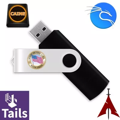 Black Arch Tails Caine And More - Pro Hacking & Live Linux Tools Boot USB • $17.99