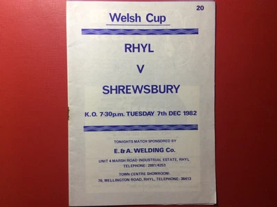 £1.99 • Buy Welsh Cup Rhyl V Shrewsbury Town 1982