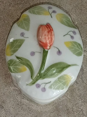 $10 • Buy Vintage Trinket Box - Andrea By Sadek With Flower.                         (19)