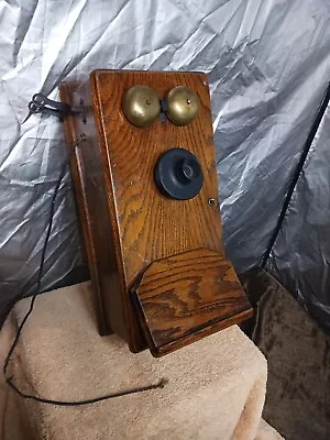Antique Oak Wall Phone • $60