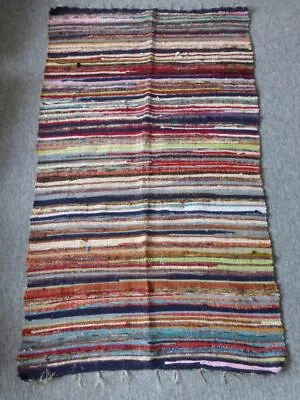 Fair Trade Chindi Man Cave Recycled Rag Rug Mixed Fabric 105 X 175cm • £19.99